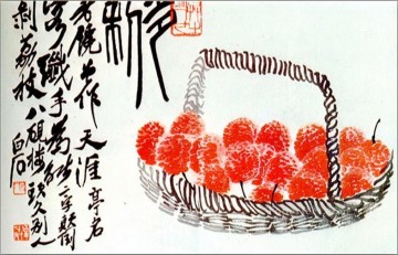  antigua Pintura - Qi Baishi lichi fruta antigua china
